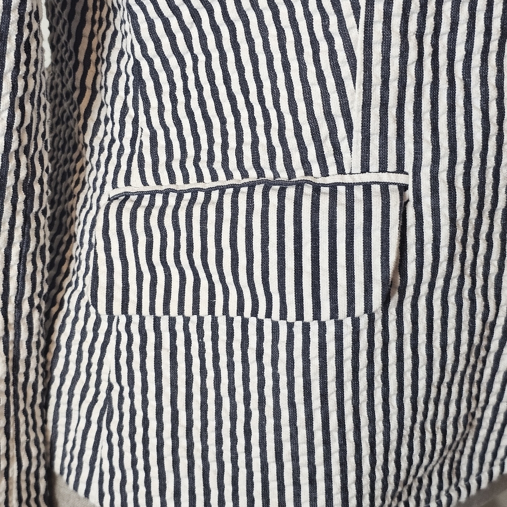 Sandro Seersucker Stripe Summer Blazer Womens Size S 100% Cotton Preppy Academia - Picture 6 of 15